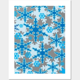 Holiday Snowflakes in Blue Posters and Art